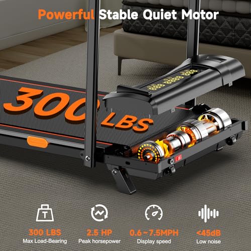 Fasion Trek Run Incline Walking Pad Treadmill for Home Small,2.5 HP Quiet Under Desk Treadmill with 300lbs Capacity,