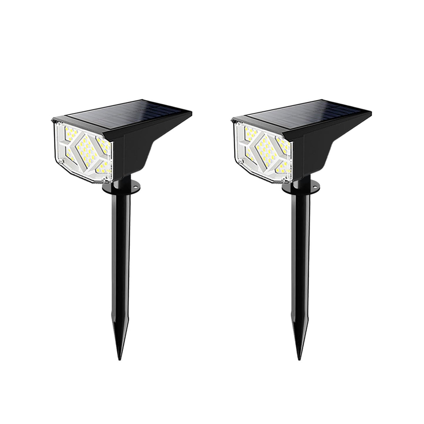 SJUEDENG Solar Spotlight Outdoor, 2 Pack, Cool White, IP66 Weatherproof, 2 Lighting Modes, Model 02, for Garden Pathway and Landscape