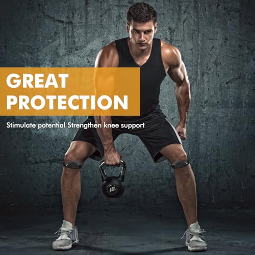 JHVW Silicone Patellar Tendon Support Strap 2-Pack, Knee Brace for Women Men, Adjustable Non-Slip Patella Band Support (Bl...