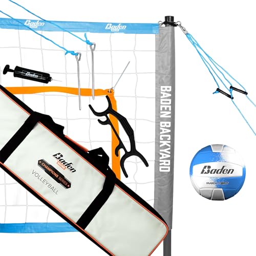 Baden Volleyball Net Set, Volleyball Bag, Adjustable Poles, & Boundary Lines, Portable Volleyball Net for Backyard or Outd...