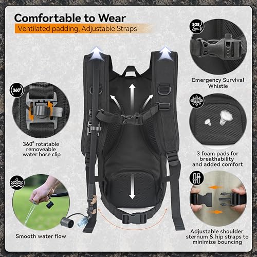 MARCHWAY Tactical Molle Hydration Pack with 2.5L TPU Water Bladder, Low-Profile Organized Military Backpack for Hiking, Cy...