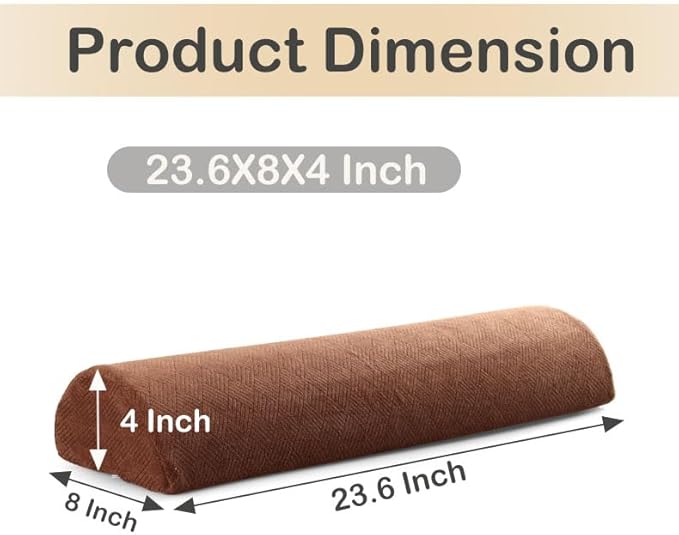 Recliner Leg Pillow Memory Foam Non-Slip Long Bolster Pillow for Legs, Knees, Lower Back and Head, Lumbar Support Pillow 23.6x8x4 Inch Grey