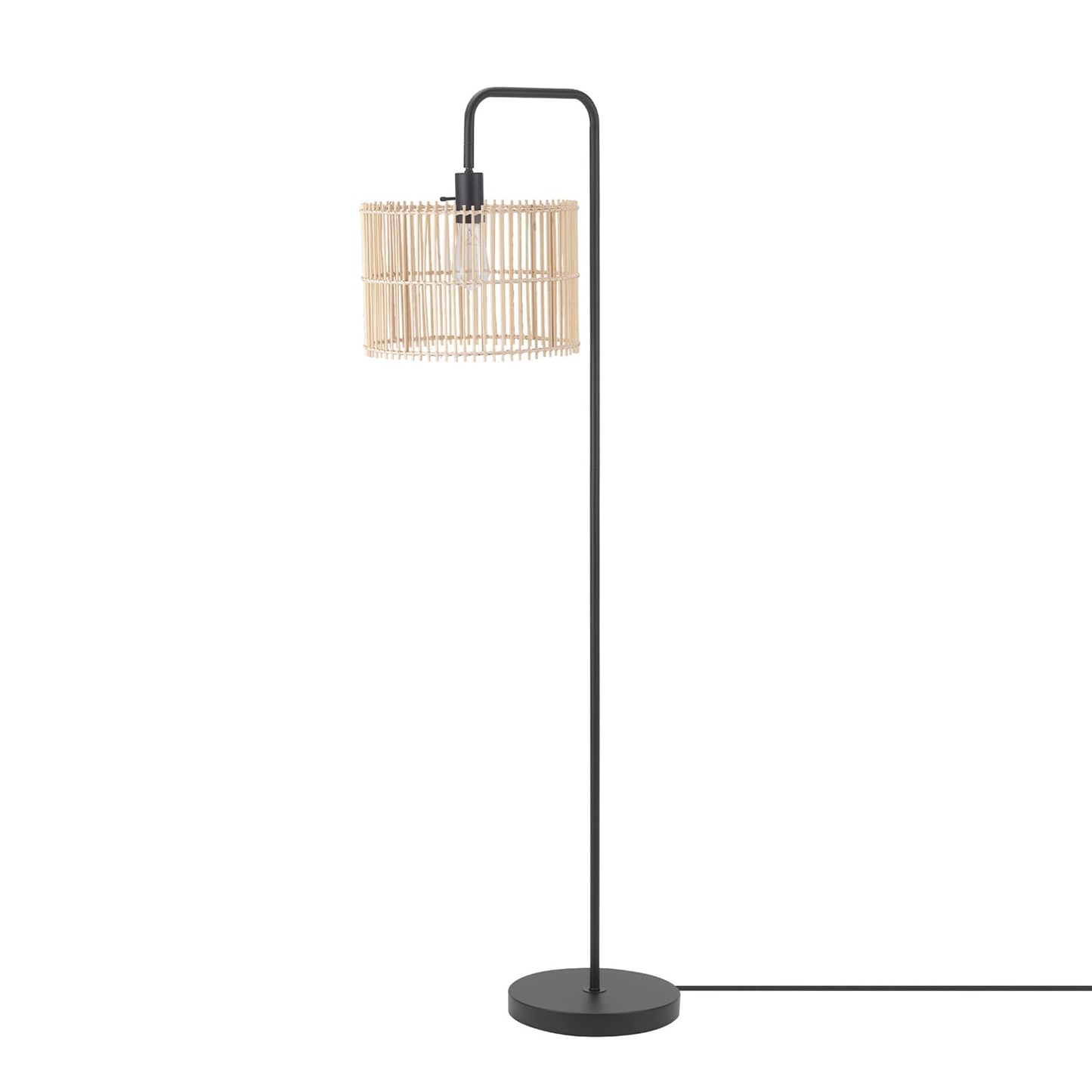 Globe Electric Barden 58in Floor Lamp, Matte Black, Bamboo Shade, Model 65909