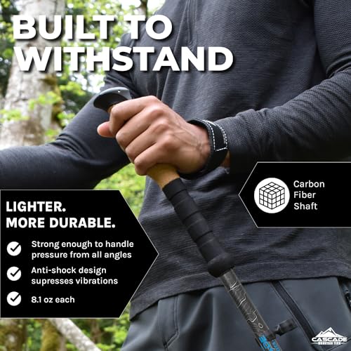 Cascade Mountain Tech Trekking Poles - Carbon Fiber Walking or Hiking Sticks with Quick Adjustable Locks