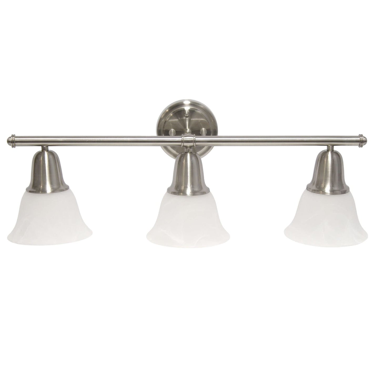 Simple Designs VT1027-BSN 26.5in 3-Light Metal Bar Vanity Fixture, Frosted Marble Glass Shades, Brushed Nickel
