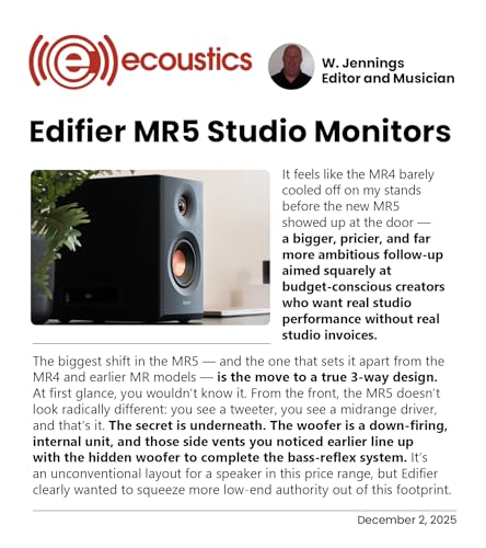 Edifier MR5 2.0 Studio Monitor Bookshelf Speakers, 110W(RMS), Hi-Res Audio, Bluetooth 6.0, 3-Way Active Design, Room Compe...