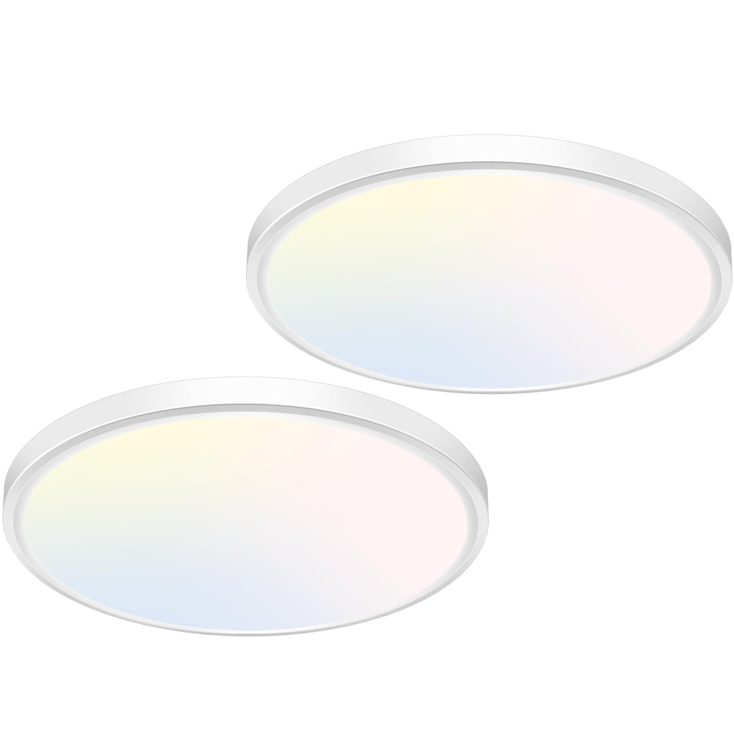 Libtit 12 Inch Flush Mount Led Ceiling Light Fixture  3000K 4000K 6500K Adjustable  28W 3200Lm White Round Lighting Fixtures For Bathroom Shower Hallway Kitchen  2 Pack