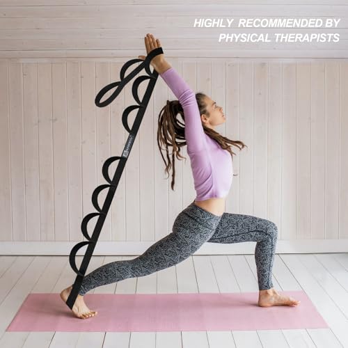 A AZURELIFE Premium Durable Stretch Straps with Loops, Stretching Strap for Physical Therapy, Multi-Loop Yoga Strap Fitnes...