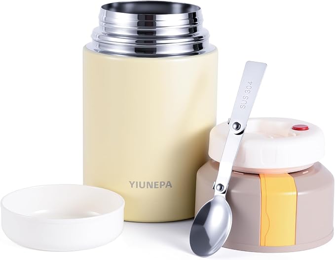 33.8oz Insulated Food Jar, 316 Stainless Steel Thermo for Hot Food, Leak-Proof Lunch Container for Construction, Truck Drivers, Work & Travel (Grey)