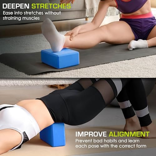 ProsourceFit Foam Yoga Blocks Set of 2, High Density EVA Yoga Bricks, Sturdy Yoga Prop Large Size 4x 6 x 9