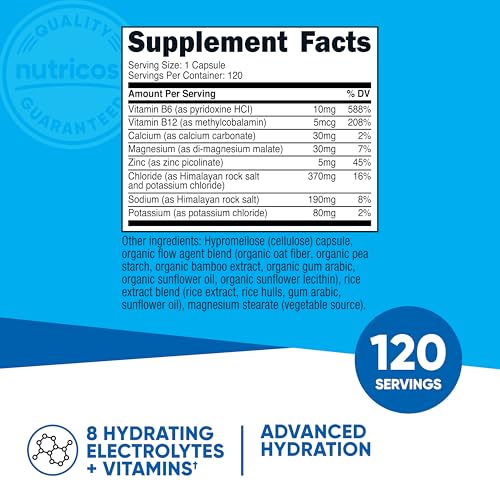 Nutricost Electrolyte Complex Advanced Hydration (120 Capsules) - 8 Hydrating Electrolytes & Vitamins, Gluten Free, Non-GM...