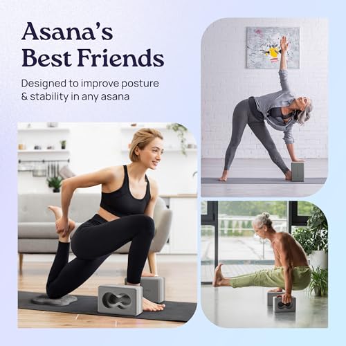 Deep-Zen® Yoga Blocks Wrist Support; Yoga Blocks 2 Pack with Knee Pads and Strap to Put Less Weight on Wrists; Durable, Ve...