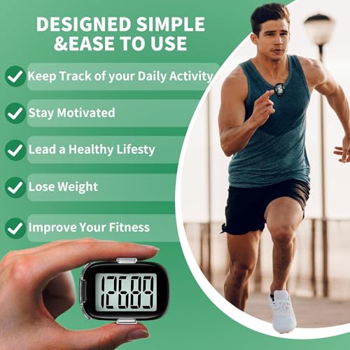 Pedometer Walking Simple 3D Step Counter with Clip and Lanyard, Activities Fitness Tracker Without Smartphone, Accurate St...