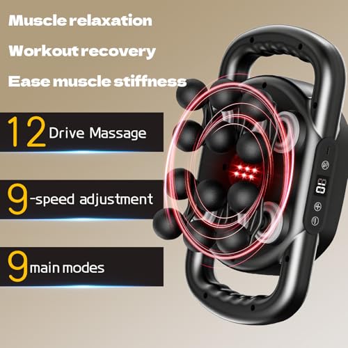 12 Head Massage Gun Deep Tissue with 9 Levels & 9 Modes,Cordless Electric Percussion Massager Tool for Back/Neck/Shoulder/...