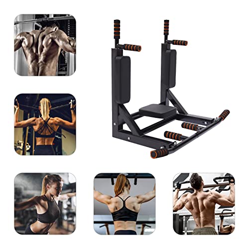 Wall Mounted Pull Up Bar, Multifunctional Chin Up Dip Station for Indoor Home Gym, Training Equipment Fitness Dip Stand Su...
