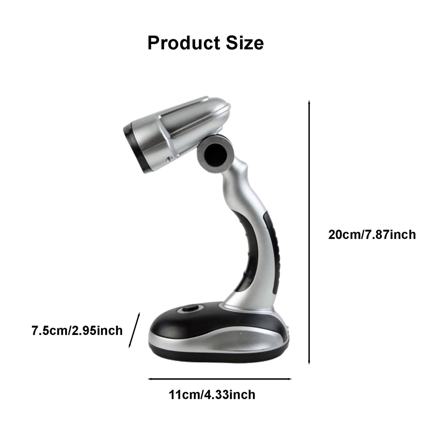 Ragyzity Led Desk Lamp  12 Led Portable Battery-Powered Table Lamp  Bedside & Camping Light  Bright Work And Reading Light For Computer  Home  Or Outdoor Use (Black Silver)