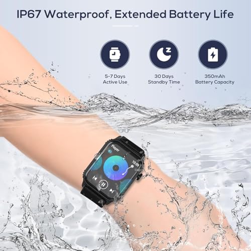 TRAUSI Smart Watch, 120 Sports Modes Smartwatch, IP67 Waterproof, Sleep Monitor, Bluetooth Call Watch for Android/iPhone