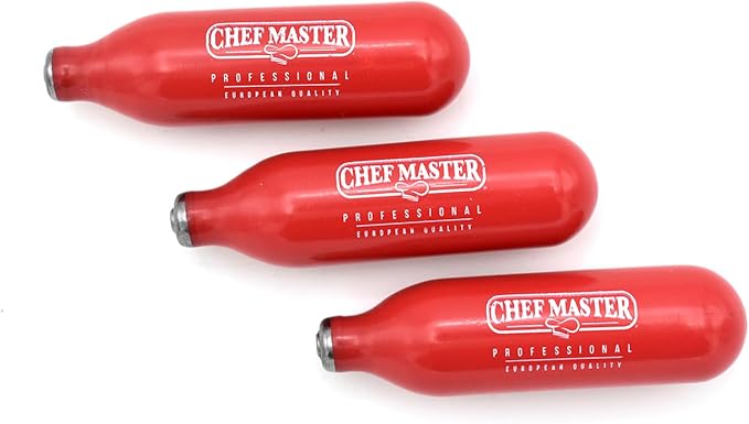 Chef Master 10 Pack N20 Whipped Cream Chargers - 8g Professional Nitrous Oxide Cartridges - Premium Whip Cream Charger Cartridge - Made in EU - Food-Safe Steel & Universal Fit for Dispensers - 90060