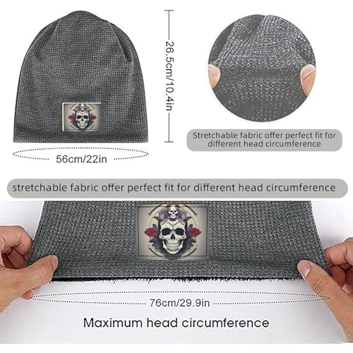 YANYU Skull Yoga Print Lightweight Waffle Pullover Hat Men Women Winter Headwear Outdoor Camping Travel