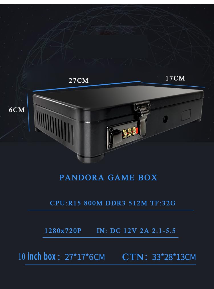 WYGaming Pandora Arcade Portable Retro Video Game Player Built-in 20000+ Classic Games 10 inch LED Integrated Recreation Arcade Emulator Console Compatible with FBA/N64/Arcade/MAME