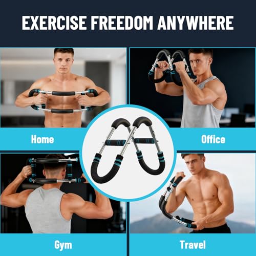 Twister Arm Trainer with 4 Springs, 30-120lb Adjustable 6 Resistance Levels Twister Arm Chest Exerciser, Portable Chest Wo...