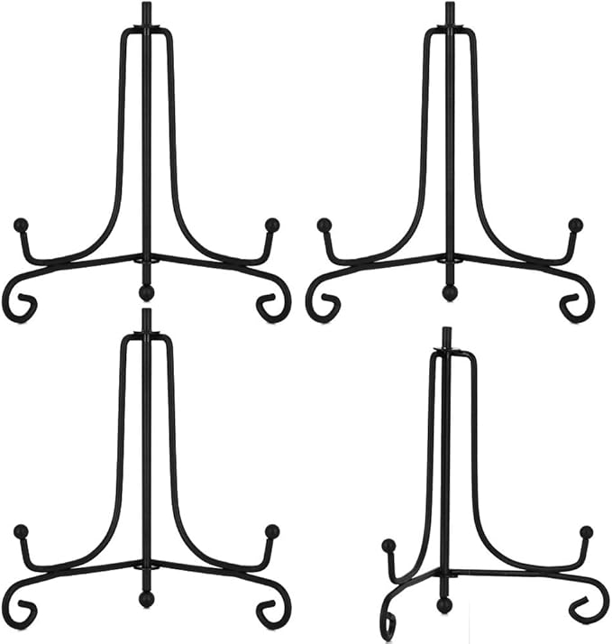 LIONWEI LIONWELI 4 Inch Black Iron Plate Stand Holder Easel Display Stand for Plate?Picture?Photo and More,4 pcs.