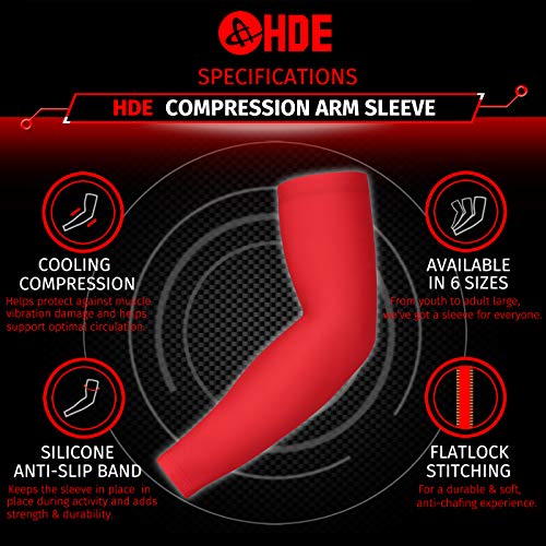 HDE Arm Compression Sleeves for Kids Basketball Shooting Sleeve Youth Sports Cooling Sun Protection Football Baseball 1 Pair