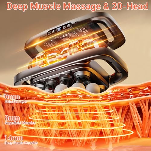 MRCLEXI Massage Guns Deep Tissue, Valentine's Day Gifts, Neck Massager with 20 Heads, 20-Head Massage Gun Set, Portable Qu...