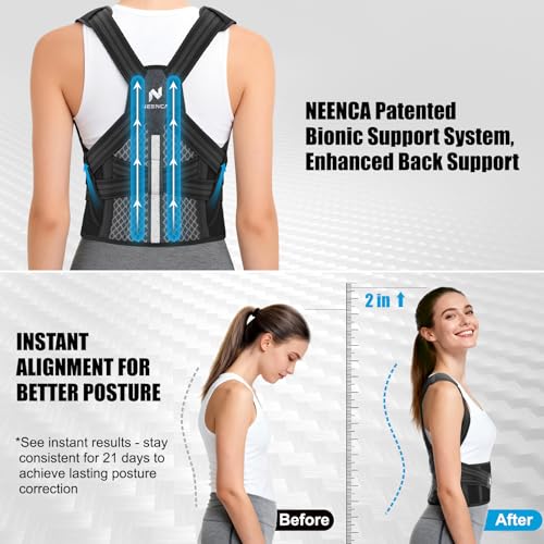 NEENCA Medical Posture Corrector Back Brace for Women & Men, Fully Adjustable Back Support, Shoulder Straightener for Uppe...