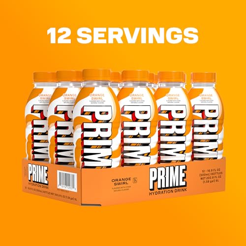 PRIME Hydration ORANGE SWIRL, Sports Drinks, Electrolyte Enhanced to Replenish Fluids, Zero Added Sugar, B Vitamins, Antio...