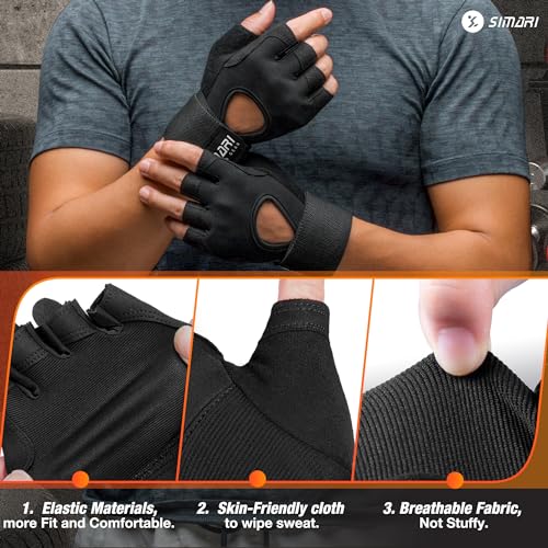 SIMARI Breathable Workout Gloves for Men and Women, Padded Weight Lifting Gloves with Great Grip, Full Palm Protection for...