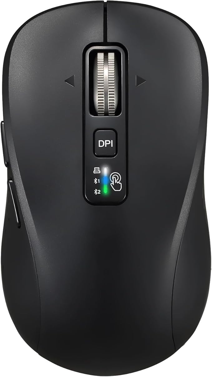 Full-Size Silent Wireless Mouse, 2 Bluetooth + 1 USB Multi-Mode, 4-Way Scrolling, Adjustable DPI, Side Buttons, Long Battery Life, Compatible with Laptop/Tablet/MacBook/iPad