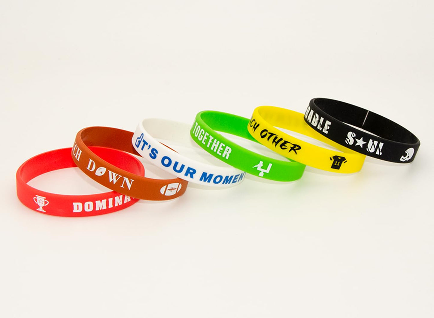 BRANDWINLITE Football Rubber Bracelets Wristbands with Icon and Inspirational Motiative Quotes for Teams,Fans,players,Gamers and