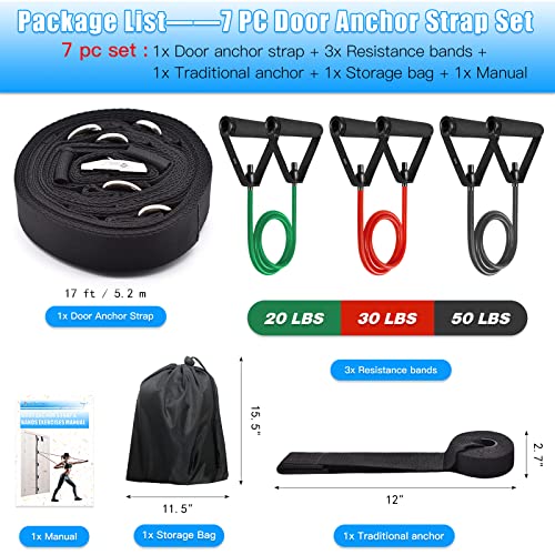 Brebebe Door Anchor Strap for Resistance Bands Exercises, Multi Point Anchor Gym Attachment for Home Fitness, Portable Doo...