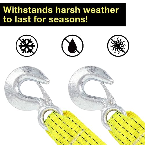 Sumpluct ATV Tow Strap with Hooks 20 ft,15000 lbs Towing Straps Heavy Duty with Hook 2 inch x 20 Foot Ropes for Trucks Veh...