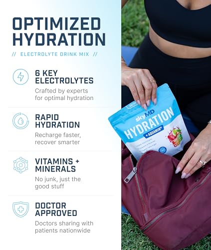 SkyMD Hydration packets with electrolytes powder- Add to water or any liquid- Hydration Multiplier Variety Pack: Lemon Lim...