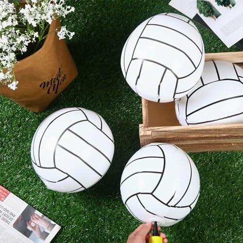 Poen 12 Pcs Inflatable Volleyball 8 Inch Water Pool Volleyball with Pump Sports Blow up Beach Balls for Adults Teenagers O...