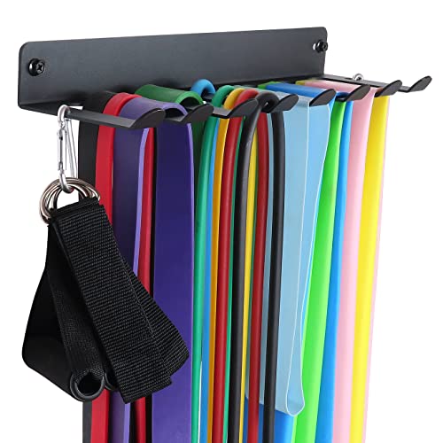 Gym Storage Rack Resistance Band Rack Wall Mount Barbell Rack Heavy Duty Home Gym Storage Rack for Gym Equipment, Exercise...