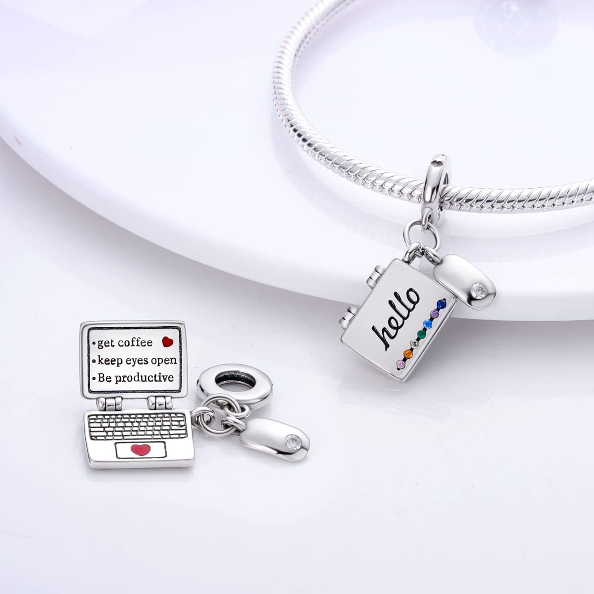 Parmuz 925 Sterling Silver Charms for Bracelet Necklace Mom Heart Love Dangle Charm Beads for Women Mother Pendant Jewelry
