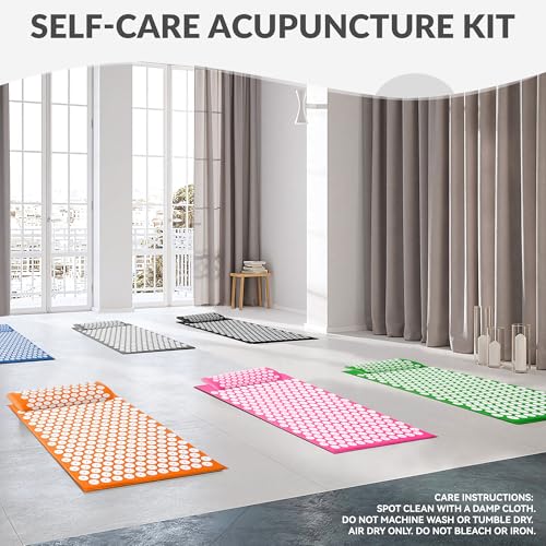 Fitvids Acupressure Mat and Pillow Set for Back/Neck Pain, Acupuncture Products to Relieve Muscle Fatigue, Improve Insomni...