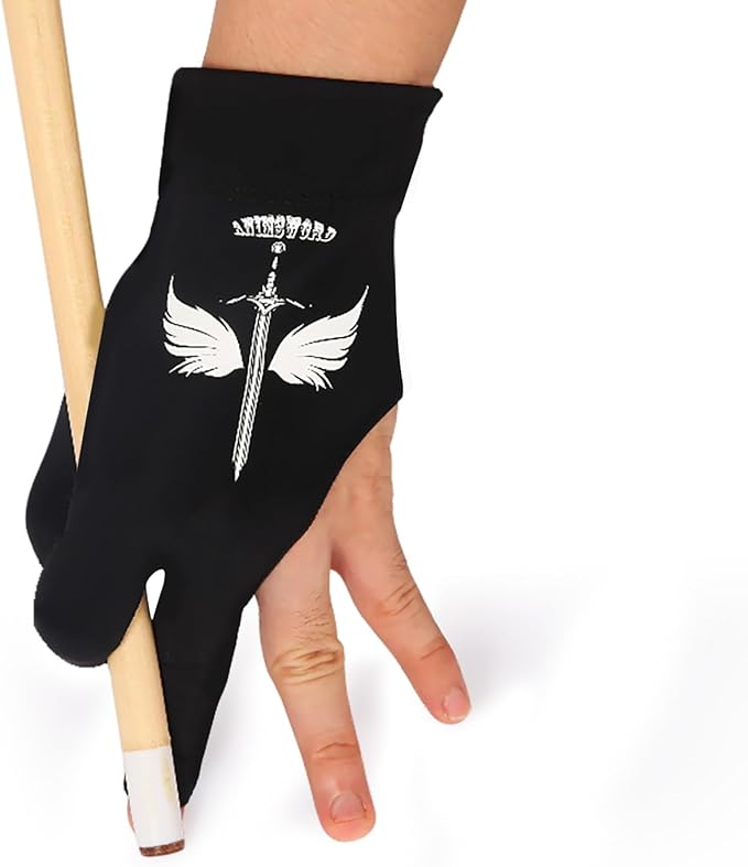 ANIMSWORD Breathable and Comfortable Billiard Pool Gloves Fits on Left Hand or Right Hand 3 Finger for Snooker Cue Sport G...