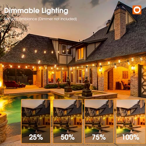 addlon 50FT LED Outdoor String Lights with Edison Shatterproof Bulbs, Weatherproof Strand, Commercial Grade Patio Lights, ...