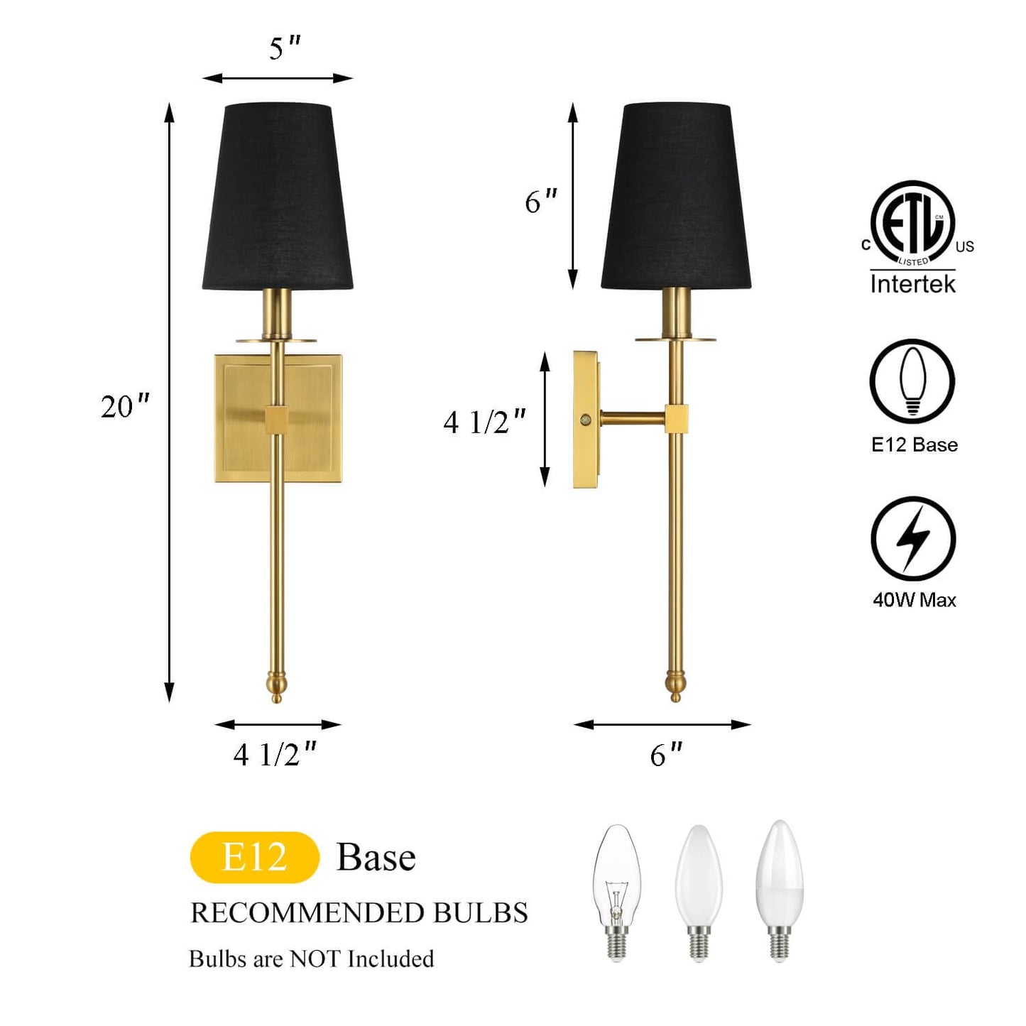 Xinbei Lighting Wall Sconces Set Of 2  Hardwired Brushed Brass Sconce Lighting With Black Fabric Shade Modern Wall Mount Light Fixture For Bathroom Bedroom Living Room Hallway Xb-W1307-Bs