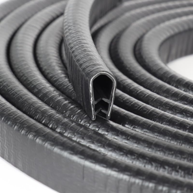 Rubber Edge Trim, U Channel Edge Trim with Metal Clips Edge Guard Protector, PVC Rubber Seal Strip for Sheet Metal, Car Doors, Hatches, Table Corners, Fit 3/64" to 1/4"(1.2mm-6.4mm), 6.5Ft, Black