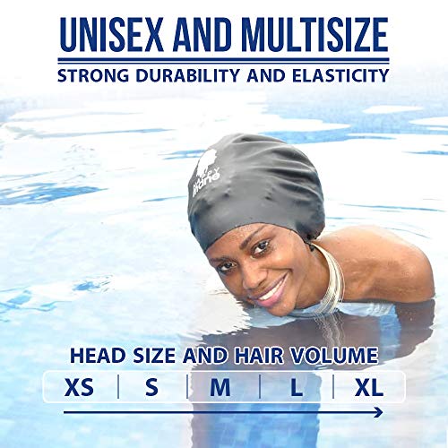 Happy Mane Silicone Swim Cap for Braids and Dreadlocks - Keeps Your Hair Dry While Swimming and Bathing Long Hair, Extensi...
