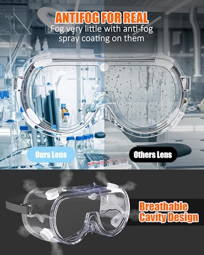 EinKau Anti-Fog Indirectly Vented Lab Safety Goggles Over Glasses