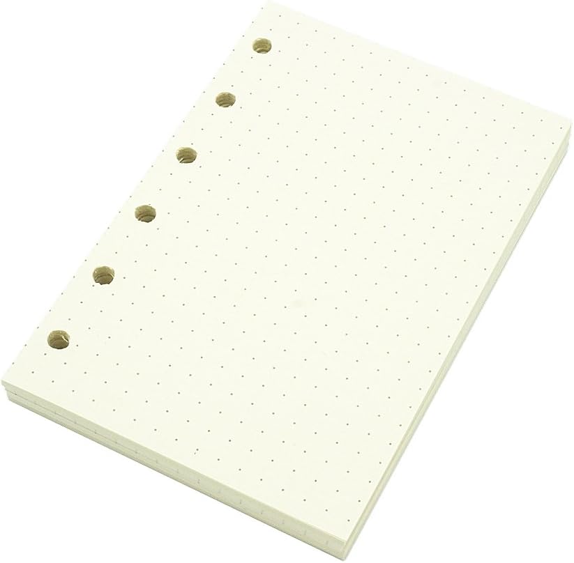 6 Holes Binder Planner Refill with 4 Basic Designs, A7 Notebook Refill, 100gsm, Dot, Grid, Line, Blank Paper,4.84 x 3.23'', 80 sheets/160 Pages, Harphia