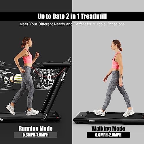 Goplus 2 in 1 Folding Treadmill, 2.25HP Superfit Under Desk Electric Treadmill, Installation-Free with Remote Control, APP...