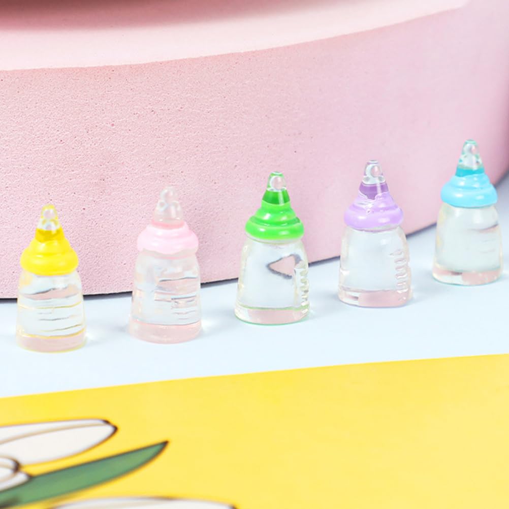 Kisangel 30pcs Miniature Baby Bottles Mini Baby Bottles Plastic s Model Micro Doll s for Shower Games