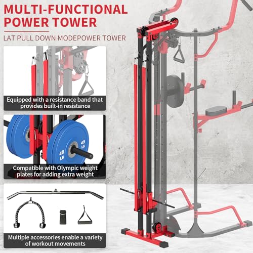 Eisenlink Power Tower Pull Up Dip Station LAT Pull Down Machines Multi-Function Workout Equipment Home Gym